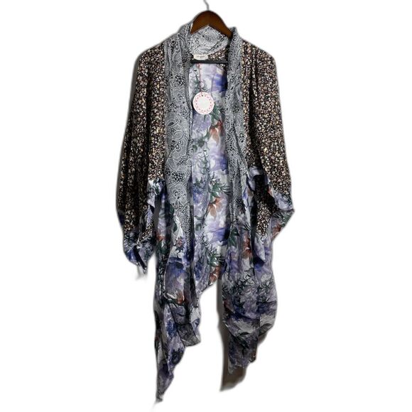 Umgee NWT Lavender Boho Ditsy Floral Kimono Boutique Gypsy Kimono Duster S M L - Picture 5 of 7